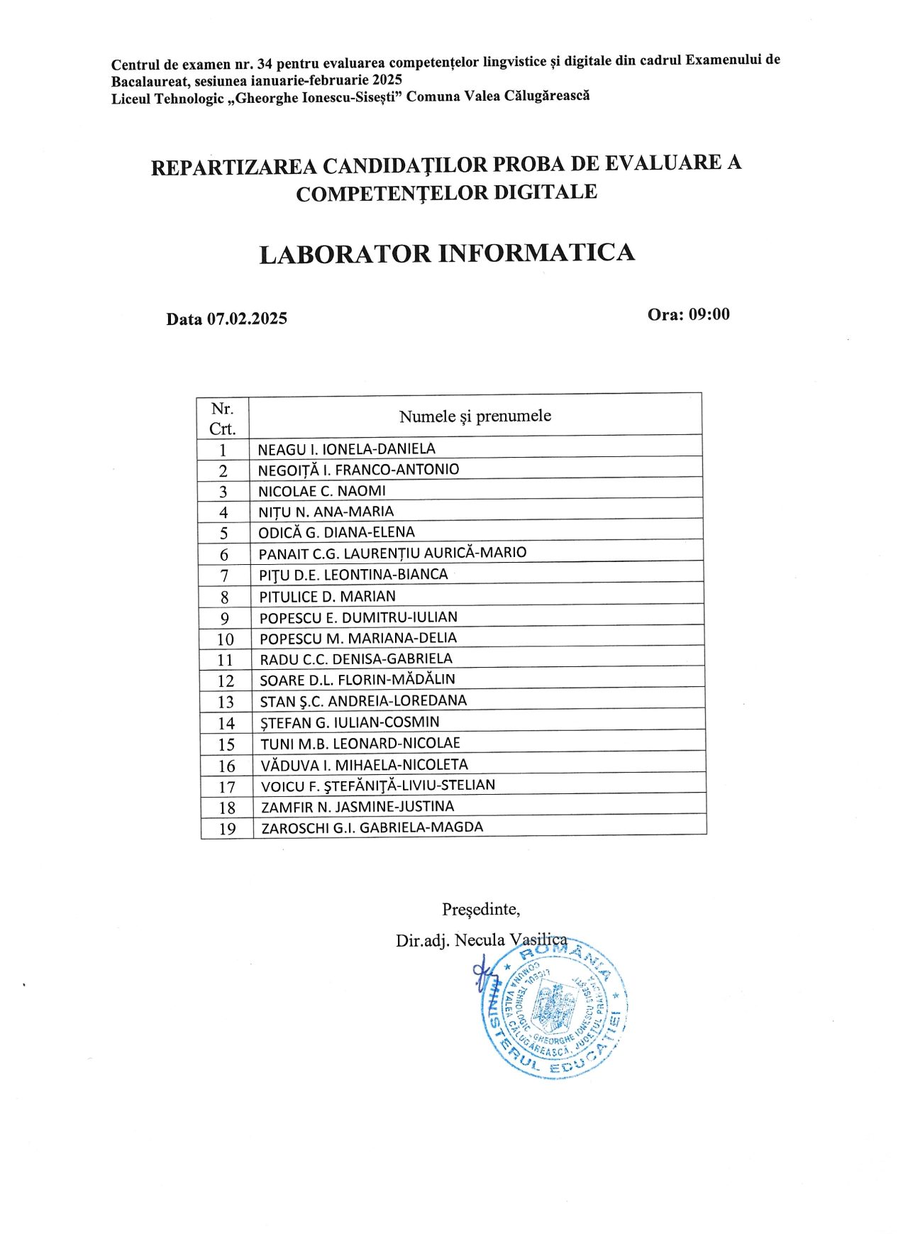 REPARTIZARE COMPETENȚE DIGITALE