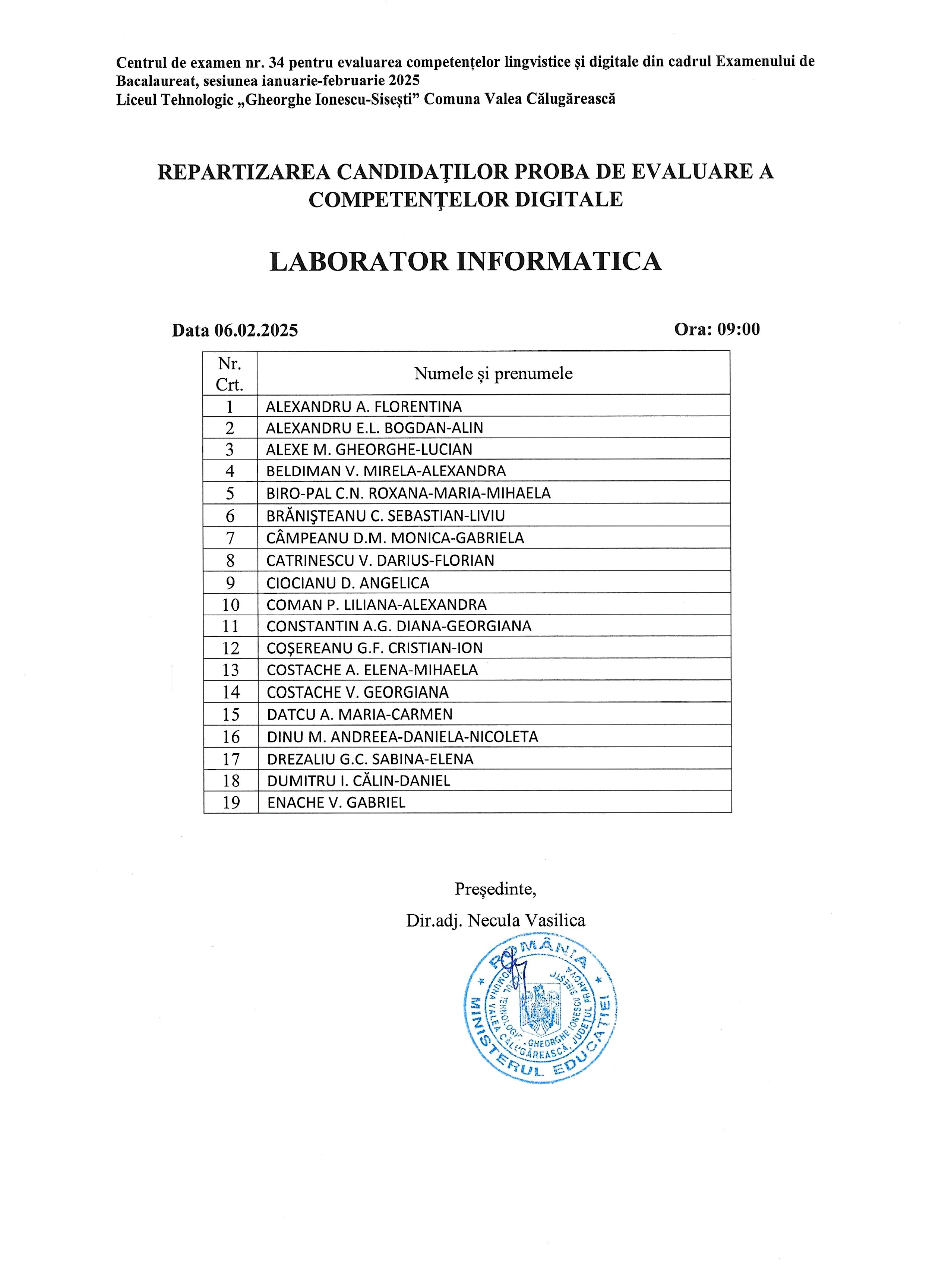 REPARTIZARE COMPETENȚE DIGITALE