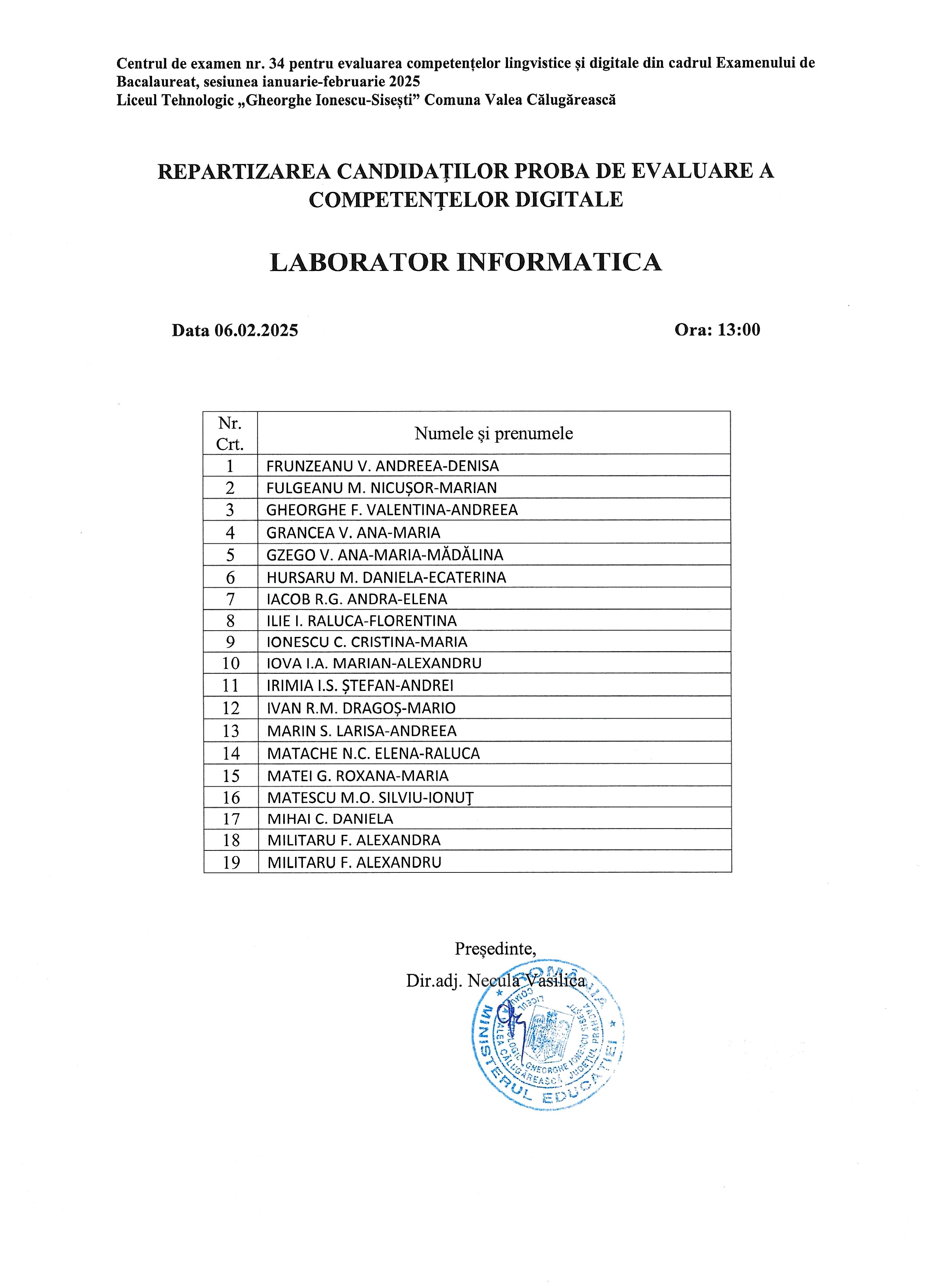 REPARTIZARE COMPETENȚE DIGITALE