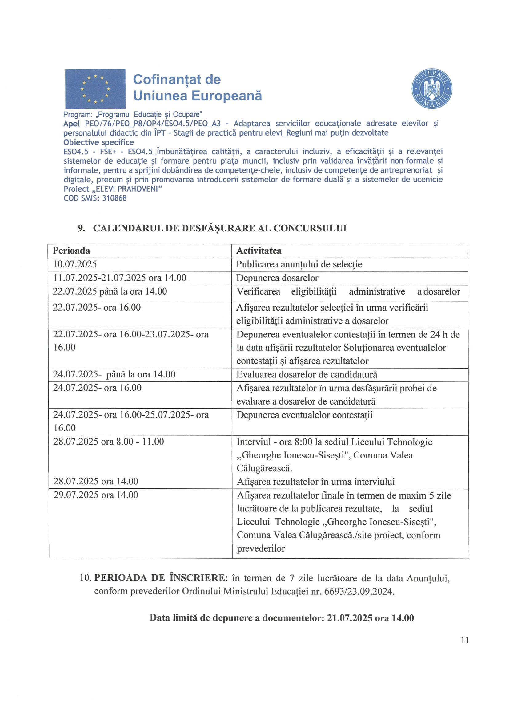 ANUNȚ SELECȚIE EXPERȚI - ELEVI PRAHOVENI