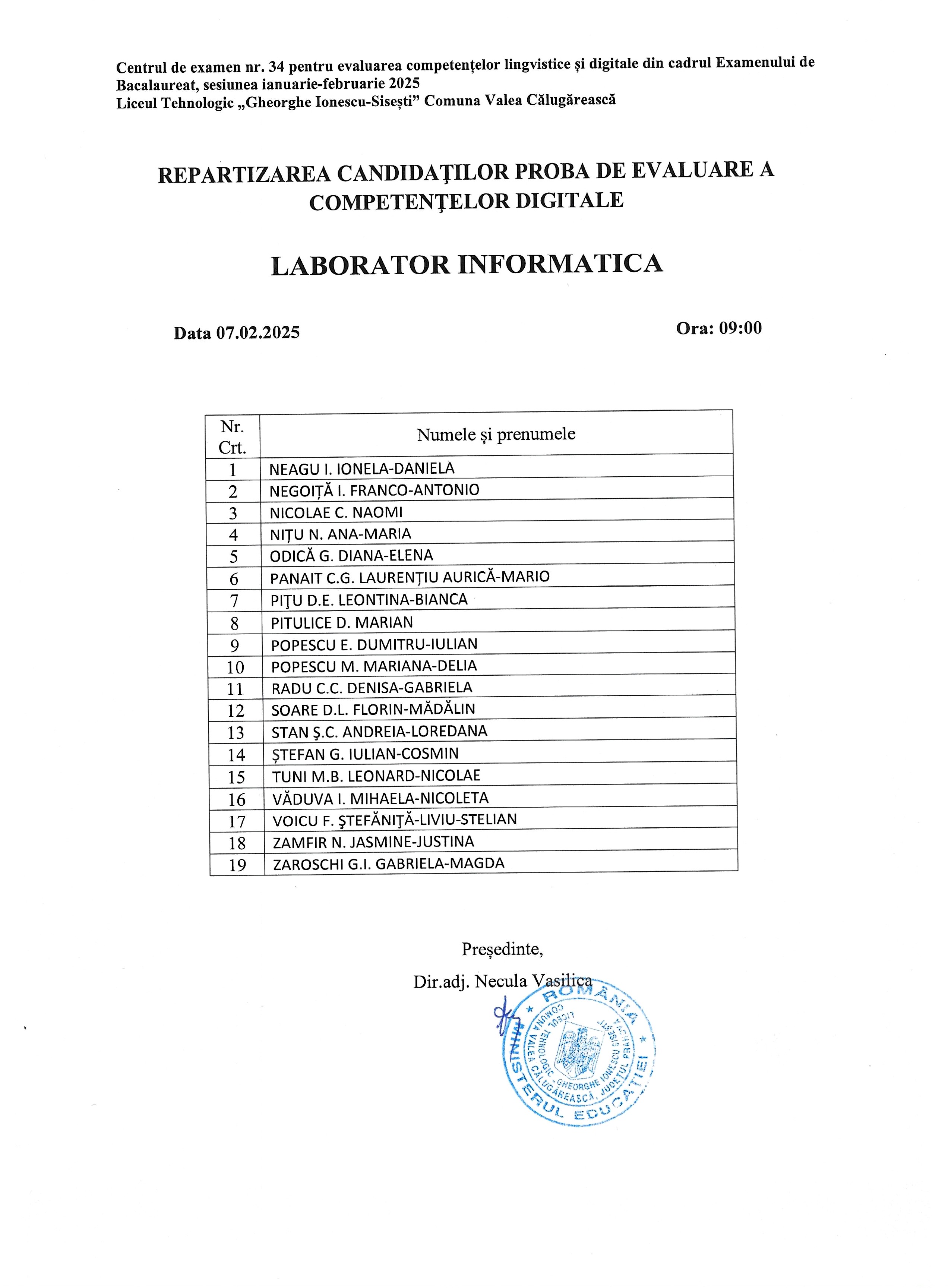 REPARTIZARE COMPETENȚE DIGITALE