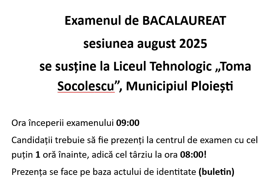 BACALAUREAT 2025 - SESIUNEA AUGUST