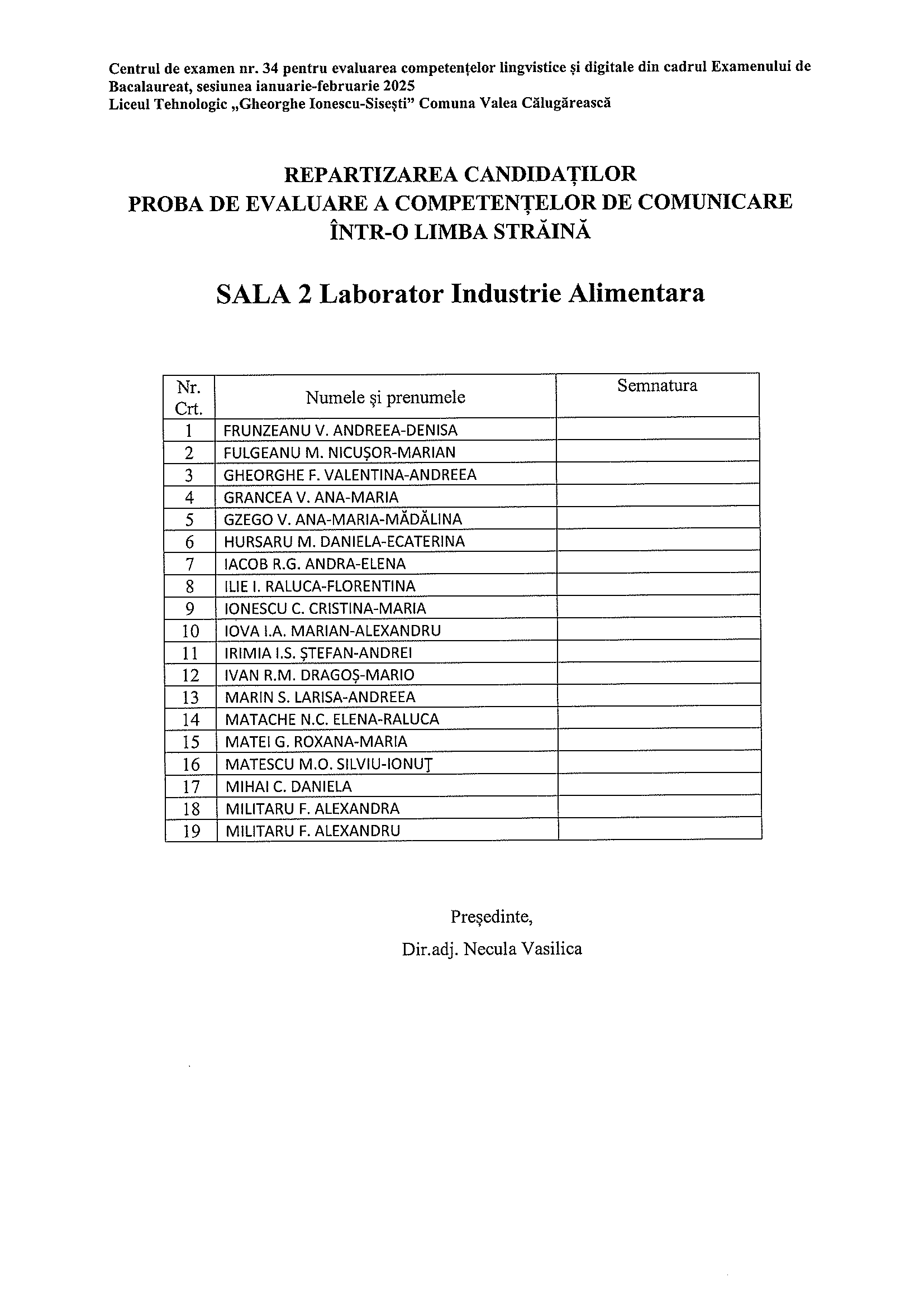 S1 REPARTIZARE CANDIDATI LB ENGLEZA 03.02.2025